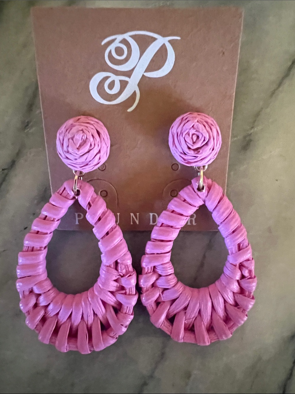 Plunder Pink Woven Teardrop Statement Earrings